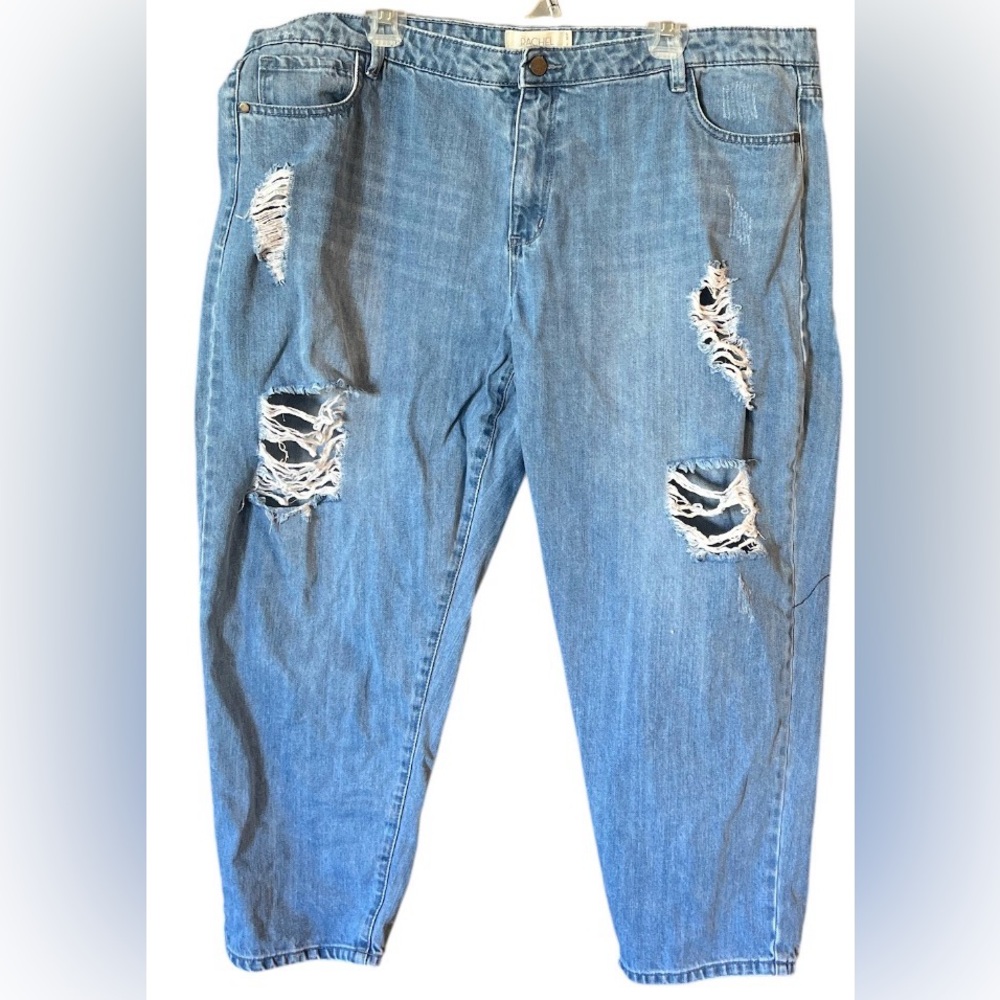 RACHEL Rachel Roy Women’s Blue Denim Distressed Straight Ankle Jeans size 20X
